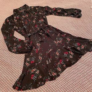 Black Floral Button Up Dress